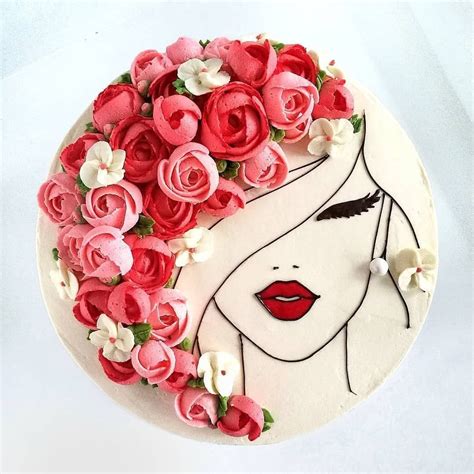 Flowers On Womans Face Cake Cake Decorating Cupcake Cakes Velvet Cake
