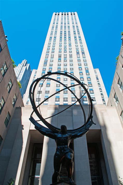 Atlas Bronze Statue In Front Of Rockefeller Center In Midtown