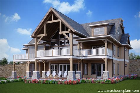 2021's best lakefront floor plans. 3 Story Rustic Open Living Lake House Plan | Max Fulbright ...