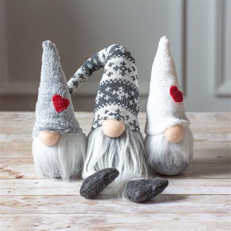 Triplets Of Gnomes Small Gray And White Gnomes Stocking Stuffers