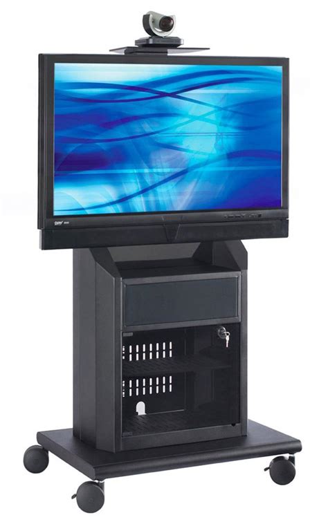 office audio visual cart  rack mount storage glass door
