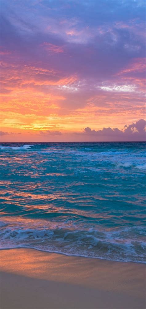 Sea Surf Sunrise Waves Sand Ocean Wallpaper 720x1520 Ocean