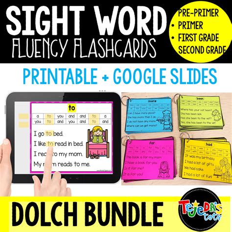 Dolch Bundle Digital Printable Sight Word Fluency Flashcards