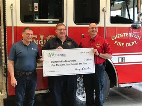 Niles Area Supervisor Presents Check To The Chesterton Fire Department
