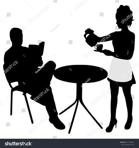 Business Man Relaxing Waitress Serving Coffee Stock Vector Royalty