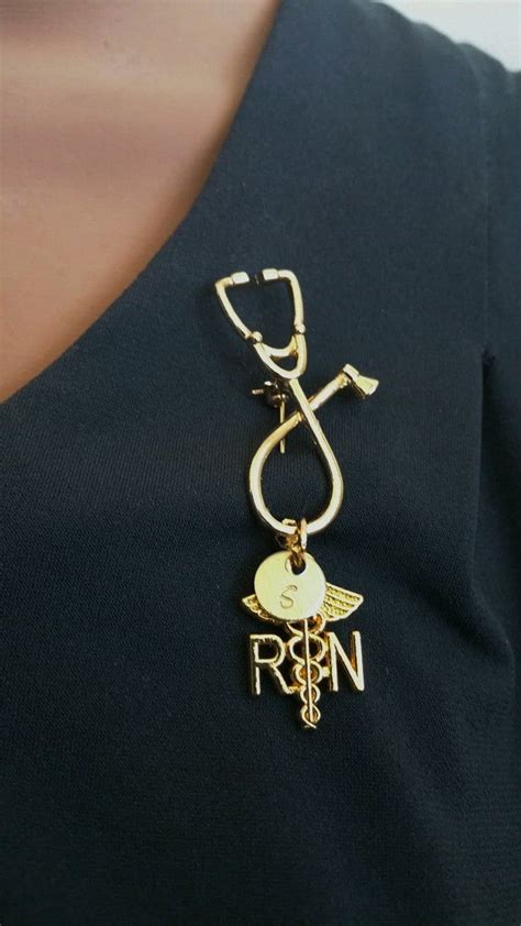 Rn Registered Nurse Medical Stethoscope Gold Handstamped Etsy