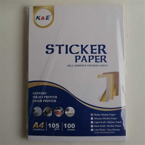 100pcskande Printable Sticker Paper Matteandglossy A4 105gsm Labels