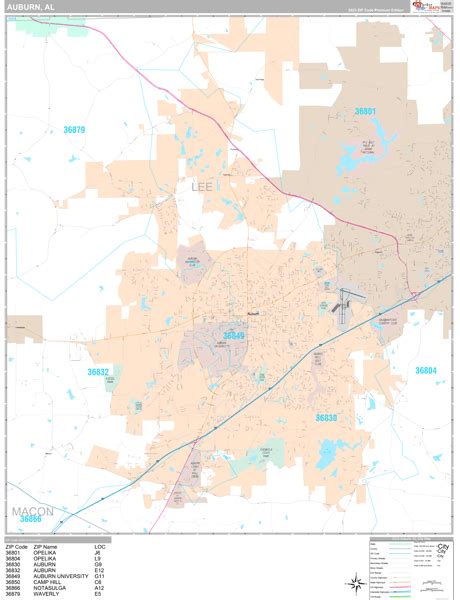 Auburn Alabama Wall Map Premium Style By Marketmaps Mapsales