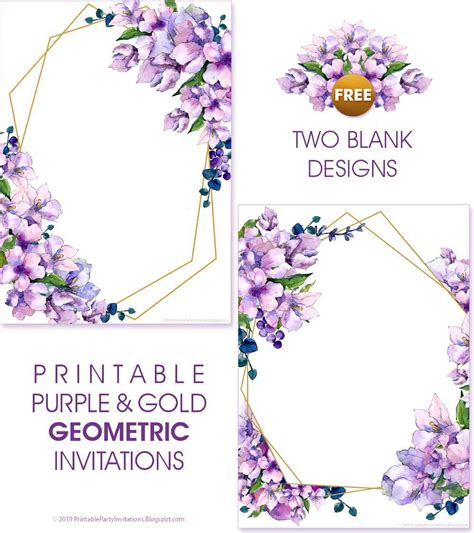 Printable Purple Watercolor Wedding Invitations Watercolor