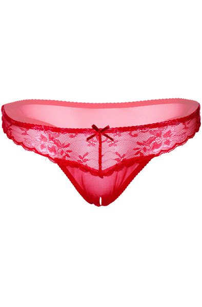 Kjøp Crotchless Floral Lace String Red ekspresslevering
