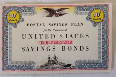 Wwii Postal Savings Plan Us Defense Savings Bond 10 Cent Stamp Booklet