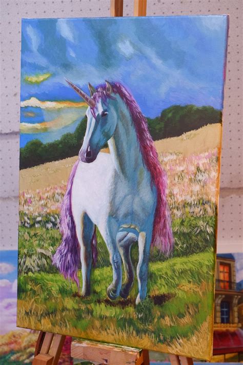 Fearless Unicorn Original realistic acrylic painting on | Etsy