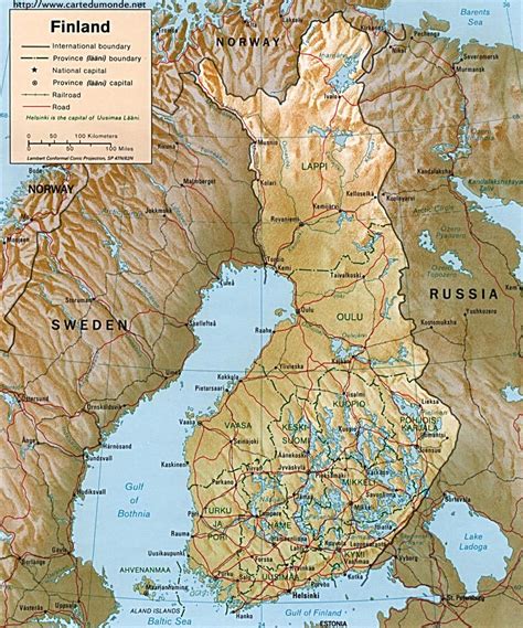 Finnland Physische Karte Rurradweg Karte