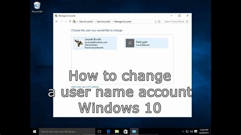 How To Change User Name Account In Windows 10 Youtube