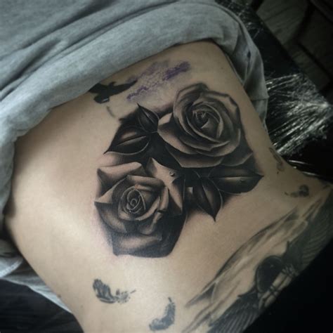Black And Grey Rose Cover Up Tattoo Realism Roses Done By Adam Thomas