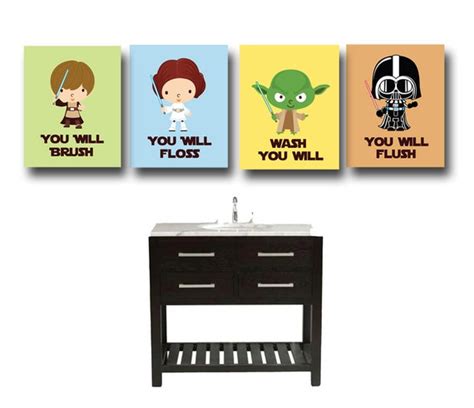 Items Similar To Star Wars Bathroom Wall Art Jedi Mind Trick Bathroom Rules Kid S Wall Art