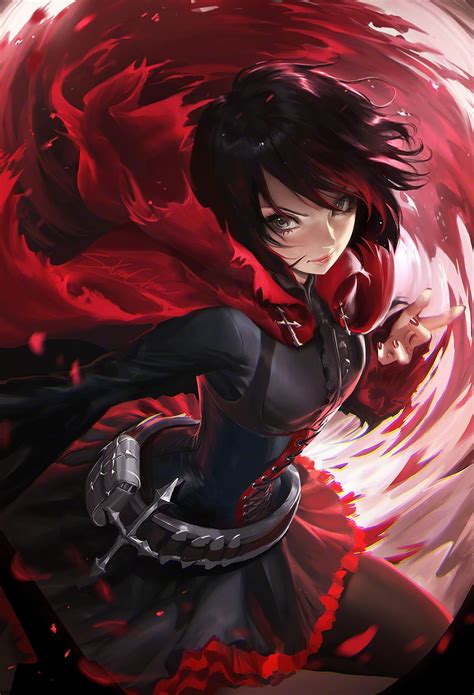 X Resolution Red Haired Female Anime Character Sakimichan Rwby Ruby Rose Hd Wallpaper