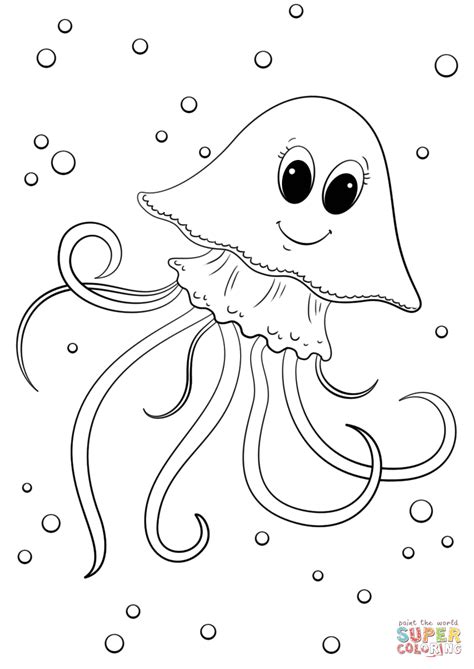 Cartoon Jellyfish Coloring Page Free Printable Coloring Pages