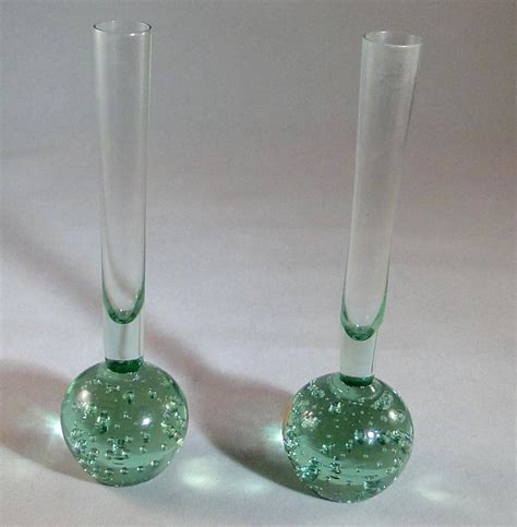 Pair Kosta Bubble Bud Vases In Green Mid Century From D4haley On Ruby Lane