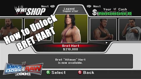 Wwe Smackdown Vs Raw 2008 Xbox 360 How To Unlock Bret Hart Youtube