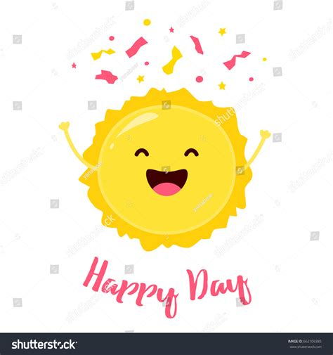 Happy Day Card Funny Sun Confetti Stock Vector Royalty Free 662109385