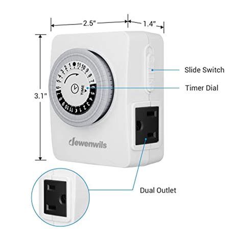 Dewenwils 24 Hour Indoor Mechanical Outlet Timer Timers For Electrical
