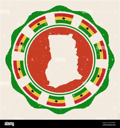 Ghana Vintage Sign Grunge Round Logo With Map And Flags Of Ghana Cool