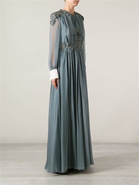 valentino embellished maxi dress in grey gray lyst