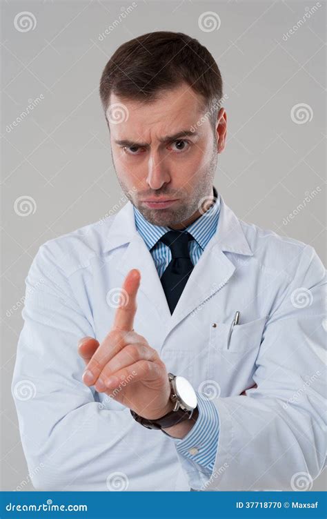 Doctor Male Pointing Finger In Air Stock Photo Image Of Portrait