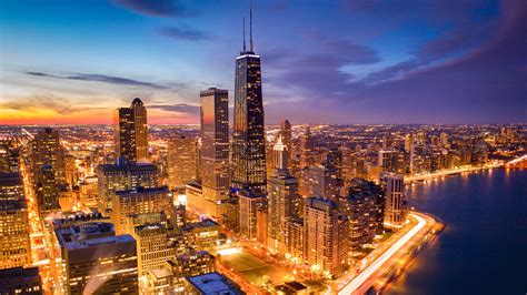 Fond Décran Chicago Architecture Gratte Ciel Le Coucher Du Soleil