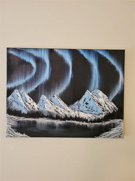 Bob Ross Style Painting Northern Lights 12x16 Etsy