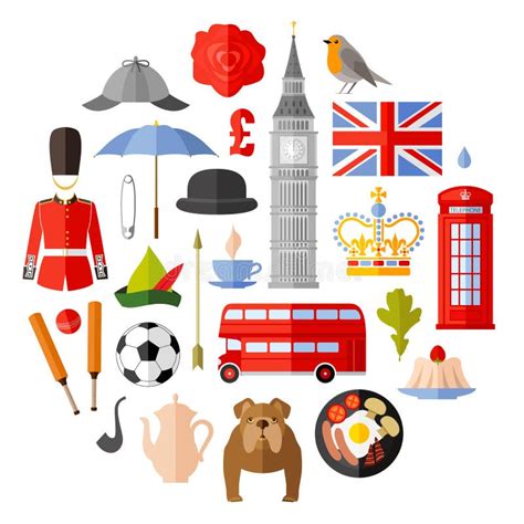 Symbols Icons And Attributes Of Great Britain Uk Attributes Set