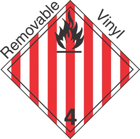 International Wordless Flammable Solid Class 4 1 Removable Vinyl Placard