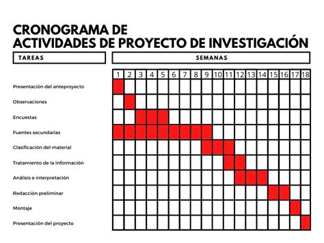 Ejemplo De Cronograma De Actividades De Un Proyecto De Investigacion