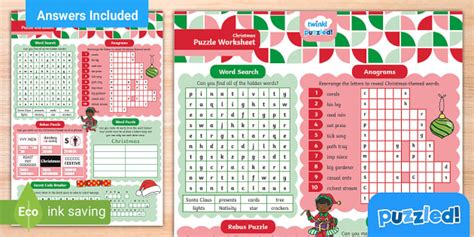 Christmas Puzzle Worksheet Twinkl Kids Puzzles Twinkl