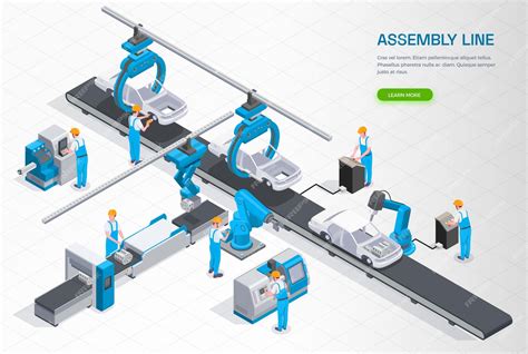 Premium Vector Industrial Manufacturing Production Line Equipment Isometric Composition With