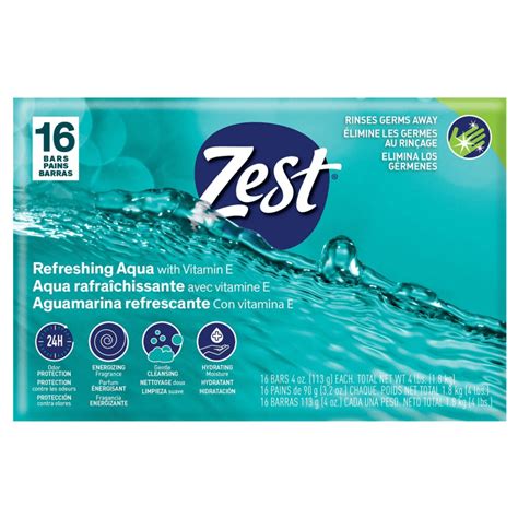 Zest Refreshing Aqua Bar Soap 4oz 16 Bars