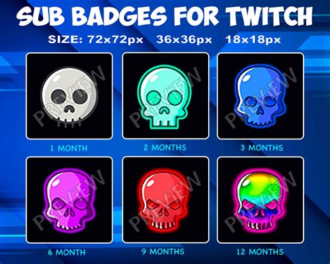 6 Skull Sub Bit Badges For Twitch Loyalty Skulls Badges Etsy