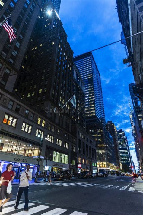 East 42nd Street At Night In New York City Usa Editorial Stock Image