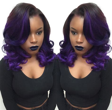 Purple and blue hair hair styles are all the rage, especially now when the hot season is approaching the smartly put accents of the rich black and purple hair put this ombre on its own level of femininity. Love This Purple Ombre by @hairbylatise - Black Hair ...