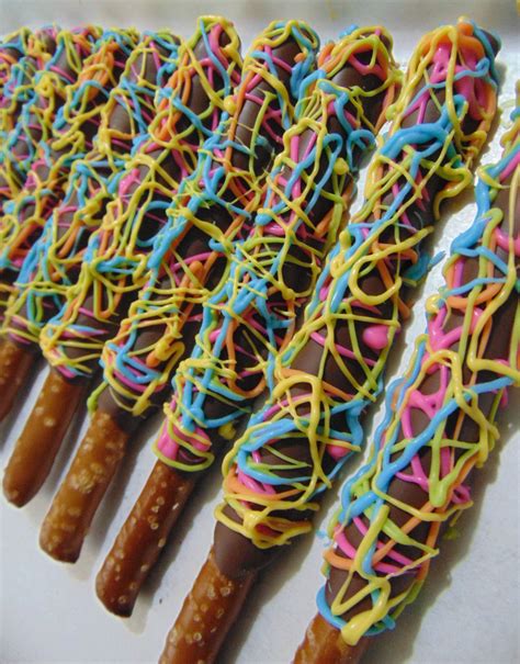 Neon Chocolate Covered Pretzel Rods To See More Visit Marie Grahams On Chocolate