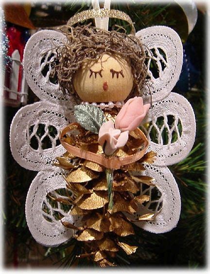 Lace Angel Ornaments Pine Cone Angel Ornament Battenburg