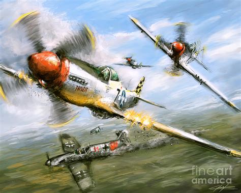 World War 2 P 51d Thisizit Checkertails Painting By Ondrej Soukup