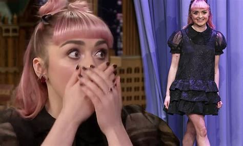 Maisie Williams Rocks Pink Hair And A Black Dress During Her Visit To