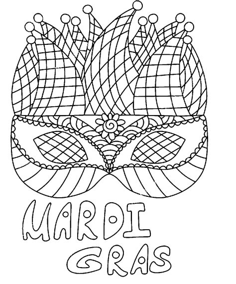 Mardi Gras With Mask Free Coloring Page Free Printable Coloring Pages