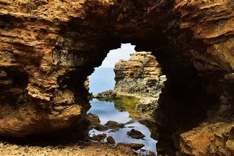 Cave Ocean Light Australia Reflection Stone Rocks Nature Hd