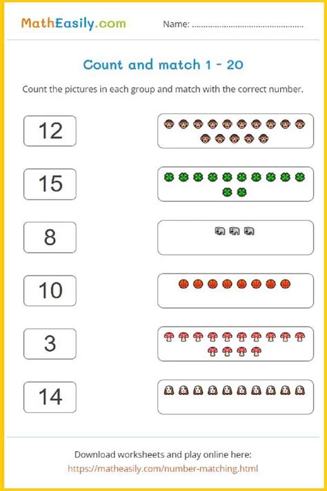 Preschool Number Matching Worksheets Numbers Preschoo