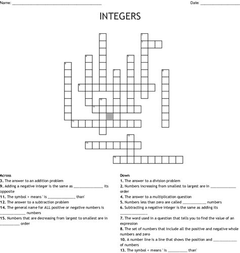 Math crossword puzzles that students will love! puzzle: Crossword Puzzle Of Maths For Class 7
