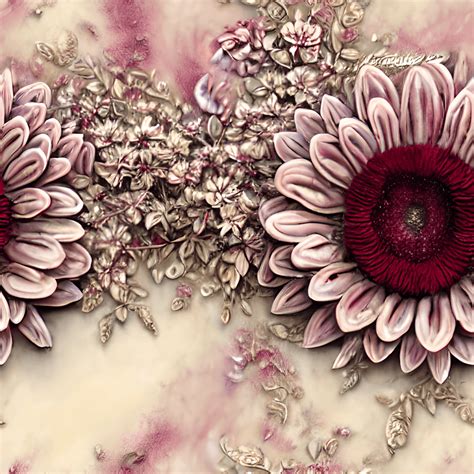 Burgundy Flowers On A Cream Background · Creative Fabrica