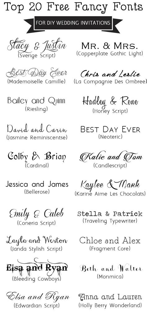 Top 20 Free Fancy Fonts For Diy Wedding Invitations Ewi Artofit